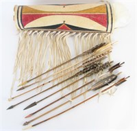 Handmade Native American Rawhide Quiver and Arrows