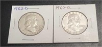 1960-D & 1962-D Franklin Half Dollars
