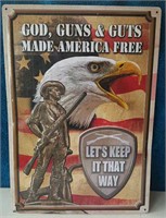 God, Guns, & Guts American Eagle Metal Sign
