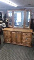 Oak Dresser w /Trifold Mirror
