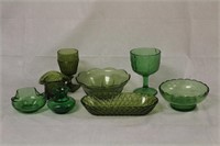 Lot of Vintage Green Glass Pieces