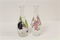 Set of 2 Hand Painted Wine Decanters