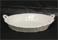 Large White Basket Shaped Ceramic Dish