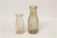 Lot of 2 Glass Milk Bottles