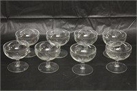 Set of 8 Etched Champagne / Sherbet Dishes