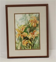 Framed Watercolor Lily Picture