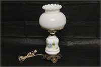 Vintage Milk Glass Floral Lamp