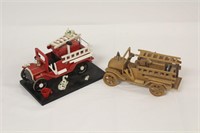 Lot of 2 Vintage Fire Truck Music Boxes