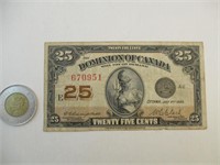 1 Billet de 25 Cents du Canada de 1923