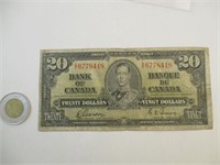 1 Billet de 20 Dollars du Canada de 1937