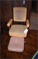 Rolling Office Chair - Yellow w/ Pink Ottoman