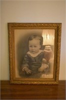 Old Picture of young boy- Gold Ornate frame