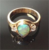 14kt Lighting Opal & Diamond Ring 2.6dwt