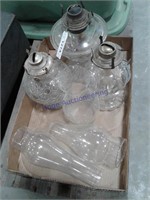 3 kerosene clear glass lanterns