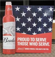 Metal Budweiser Beer Armed Forces Sign