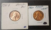 1962 Proof Cent & 1970-D Cent