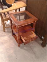 Glass top end table with drawer