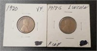 1918-S & 1920 Lincoln Cents