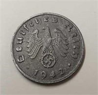 1942 Nazi Reichspfennig Coin