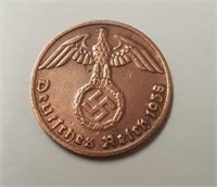 1938 Nazi Reichspfennig Coin