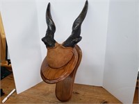 A- MOUNTED HORNS WITH FELT BASE AND WOOD MOUNT