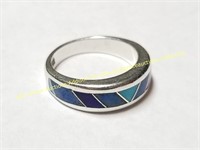STERLING SILVER INLAY STONE RING