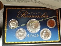 1962 A YEAR TO REMEMBER COIN SET SOME SILVER