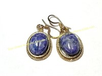 STERLING SILVER CARVED STONE EARRINGS SCARABS