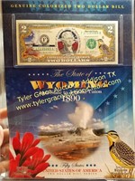 AWESOME COLORIZED $2 BILL WYOMING STATEHOOD