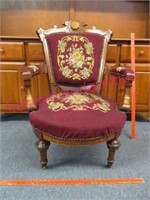 victorian needlepoint parlor chair