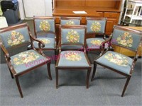 set of 6 mahogany needpoint chairs