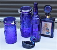 Cobalt Blue Glass Canisters Drink Bottles