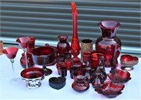 Lot of Assorted Red & Ruby Glass Pieces