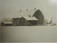Print by Febbo, Winter Barn Scene 182/390