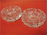 Pair of Large Pinwheel Crystal Ashtrays