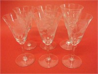 Lot of 6 Vintage Cornflower Sherry Glass Stemware