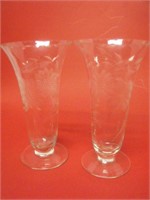 Pair Vintage Footed Cornflower Juice Glasses