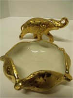 3 Pieces of Hotley Rose 22 Karat Gold  Porcelains