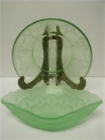 Pair of Green Depression Glass Bowls