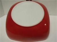 Vintage Red Pyrex Square Bowl