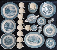 48Pc CURRIER & IVIES Blue & White Dishes