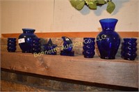 8 pieces of blue glass