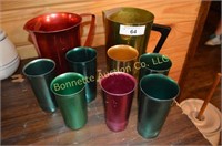 Metal Pitcher and Glasses