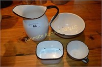Enamel pitcher and bowles