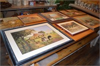 9 Framed Prints and oil on canvas