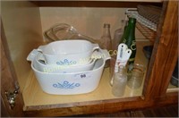 4 Corning wear dishes w/lids, 2 square pyrex dish