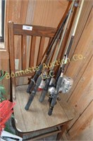 Wooden chair ad 6 Fishing Poles