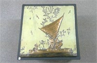Sailing Brass Relief On Ceramic Back
