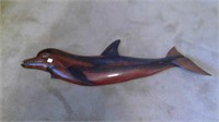 Carved Wood Dolphin Signed  - 36x12