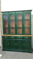 Green 2 Piece Painted China Cabinet  56wx20dx78h